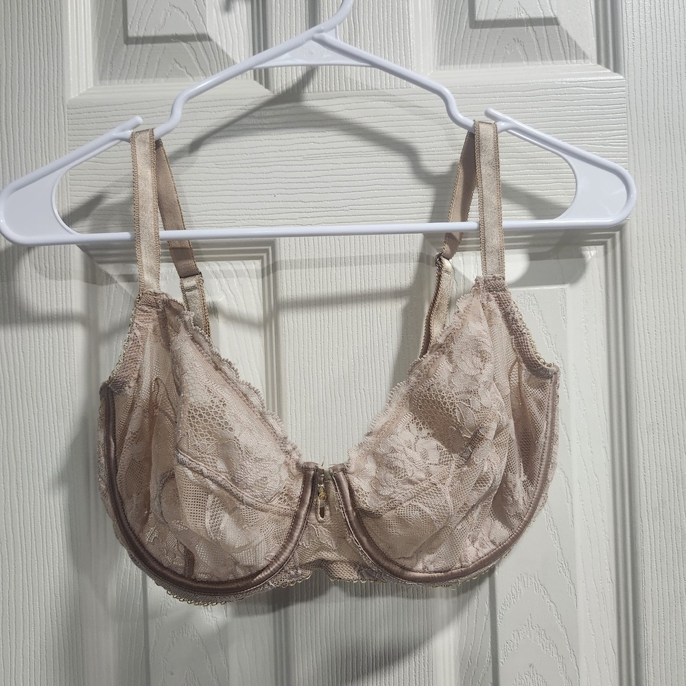 Soma Amorous Full Coverage Bra Unlined Lace Underwire Beige 34DDD